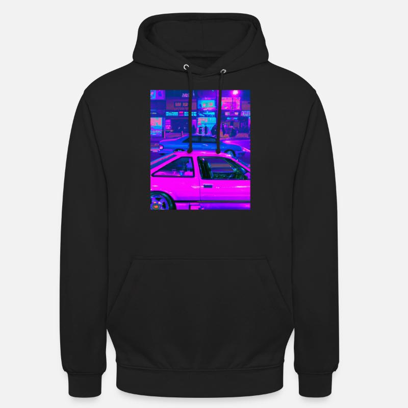 Vaporwave Esthétique Synthwave Car - Sweat-shirt à capuche unisexe - noir