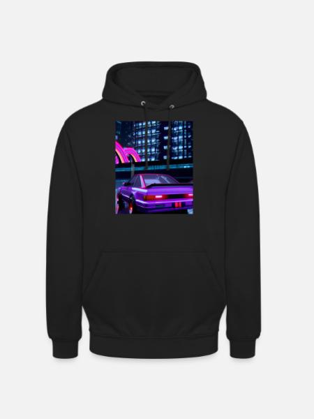Vaporwave Aesthetic Synthwave Car - Unisex Hoodie - black