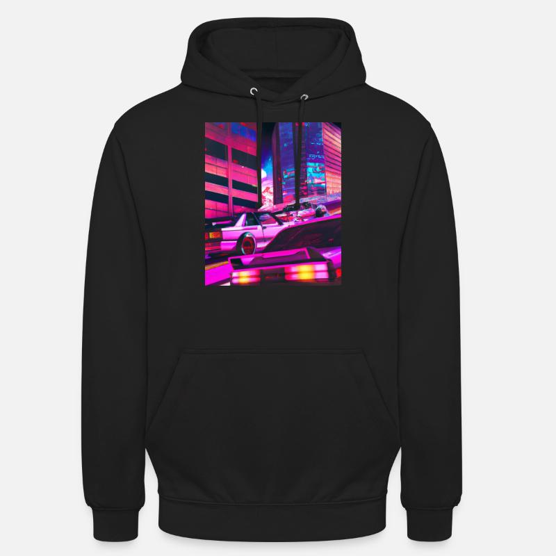 Vaporwave Esthétique Synthwave City - Sweat-shirt à capuche unisexe - noir