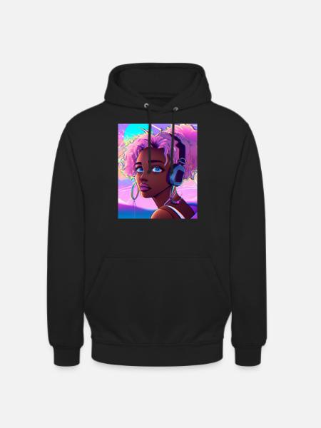 Pastel Aesthetic Cute Anime Girl - Unisex Hoodie - black