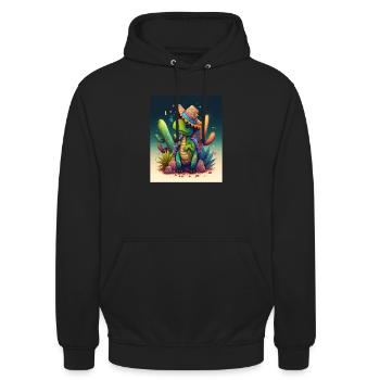 Dinosaur Lover Green Dinosaur Wearing Sombrero - Unisex Hoodie - Schwarz - Vorne - Alina (178cm) & Michal (187cm)