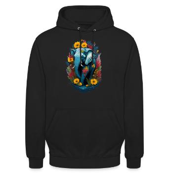 Niedlicher Elefant - Unisex Hoodie - Schwarz - Vorne - Alina (178cm) & Michal (187cm)