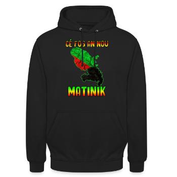 Drapeau et carte martinique cé fos an nou - Sweat-shirt à capuche unisexe - noir - Devant - Alina (178cm) & Michal (187cm)