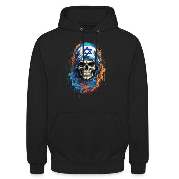 Crâne israélien : drapeau de la fierté - Sweat-shirt à capuche unisexe - noir - Devant - Alina (178cm) & Michal (187cm)