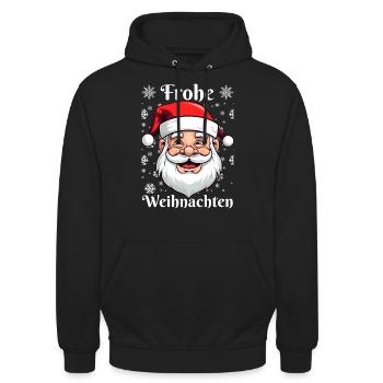 Lustig Weihnachtsmann Frohe Weihnachten - Unisex Hoodie - Schwarz - Vorne - Alina (178cm) & Michal (187cm)