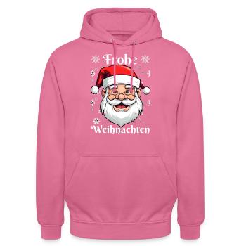 Lustig Weihnachtsmann Frohe Weihnachten - Unisex Hoodie - Pink - Vorne - Alina (178cm) & Michal (187cm)