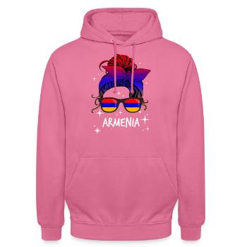 Arménie - Sweat-shirt à capuche unisexe - rose - Devant - Alina (178cm) & Michal (187cm)