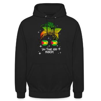 Sao Tomé et Principe - Sweat-shirt à capuche unisexe - noir - Devant - Alina (178cm) & Michal (187cm)