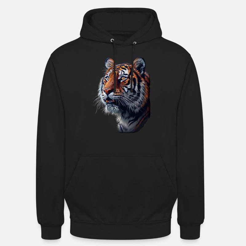Tigre de profil latéral - Sweat-shirt à capuche unisexe - noir