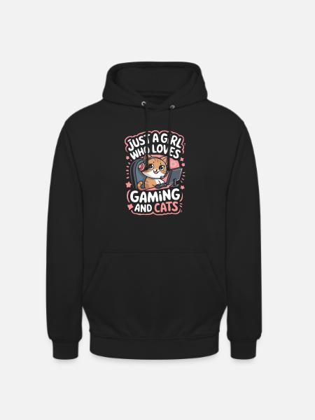 Gaming Computer Konsole Mädchen Katze - Unisex Hoodie - Schwarz