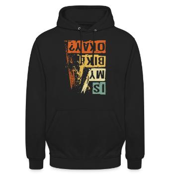 IS MY BIKE OK ? Bikers Lifestyle - Unisex Hoodie - Schwarz - Vorne - Alina (178cm) & Michal (187cm)