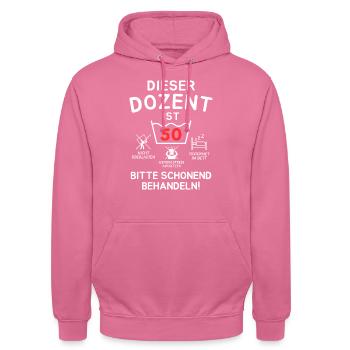 This lecturer is 50. - Unisex Hoodie - pink - Front - Alina (178cm) & Michal (187cm)