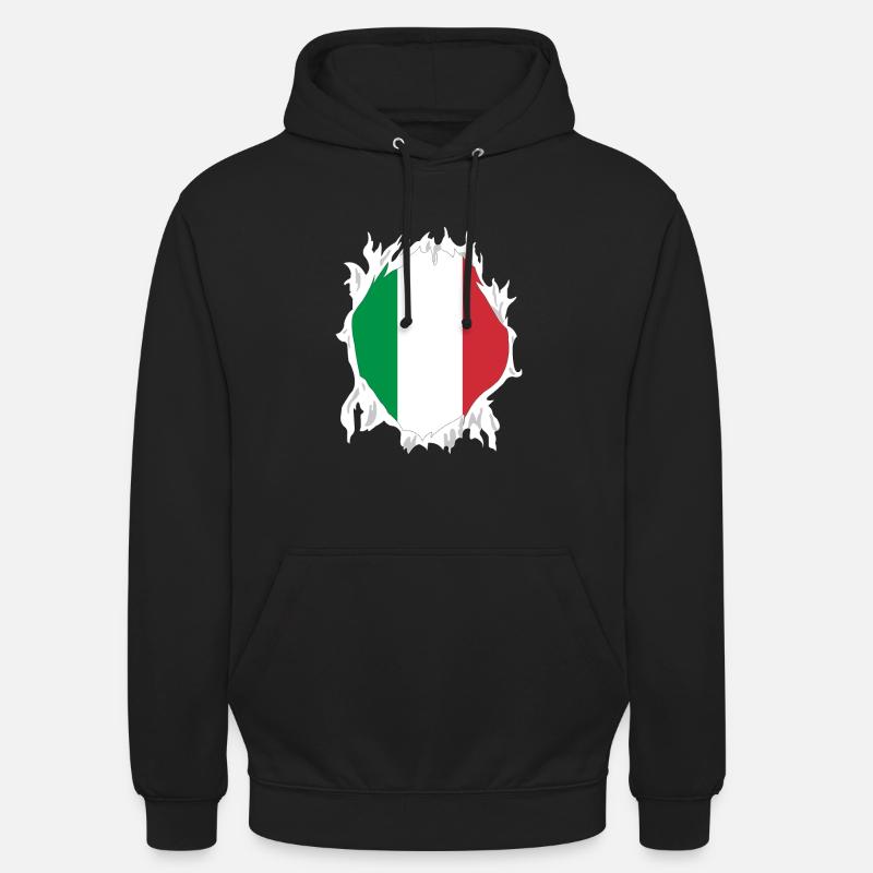 Drapeau Italie Drapeau, drapeau Italie - Sweat-shirt à capuche unisexe - noir