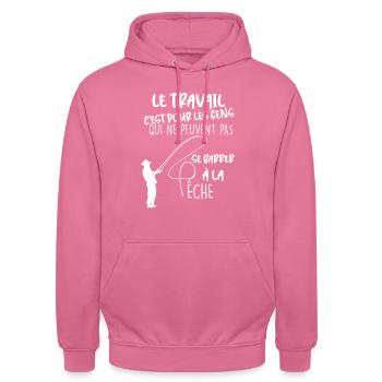 Pêche humour travail - Sweat-shirt à capuche unisexe - rose - Devant - Alina (178cm) & Michal (187cm)
