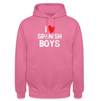 Ich liebe spanische Jungs - Unisex Hoodie - Pink - Vorne - Alina (178cm) & Michal (187cm)