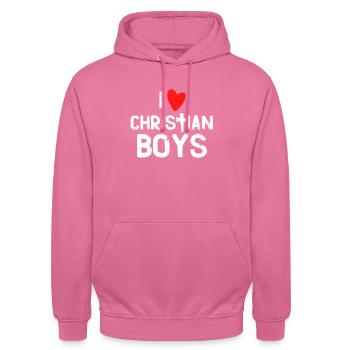 I love Christian Boys I love - Unisex Hoodie - pink - Front - Alina (178cm) & Michal (187cm)