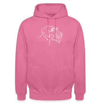 Portrait de pointeur allemand à poil dur - Sweat-shirt à capuche unisexe - rose - Devant - Alina (178cm) & Michal (187cm)