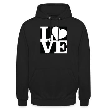 Love WordPlay art original 3 - Sweat-shirt à capuche unisexe - noir - Devant - Alina (178cm) & Michal (187cm)