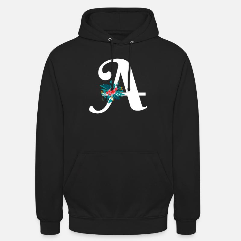 Buchstabe A blumig - Unisex Hoodie - Schwarz