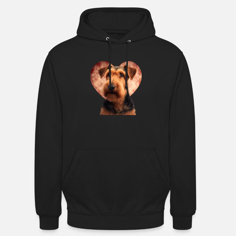 Airedale Terrier Saint-Valentin - Sweat-shirt à capuche unisexe - noir