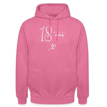 joyeux anniversaire 18 ans - Sweat-shirt à capuche unisexe - rose - Devant - Alina (178cm) & Michal (187cm)