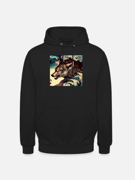 Wolf Japanese - Unisex Hoodie - black