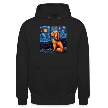 Cocker Épagneul Nuit Étoilée - Sweat-shirt à capuche unisexe - noir - Devant - Alina (178cm) & Michal (187cm)