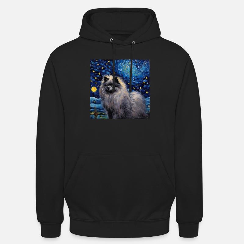 Wolfsspitz Nuit étoilée - Sweat-shirt à capuche unisexe - noir