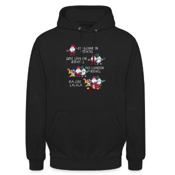 Weihnachten Humor Lustig Ein Glühwein Wichtel - Unisex Hoodie - Schwarz - Vorne - Alina (178cm) & Michal (187cm)