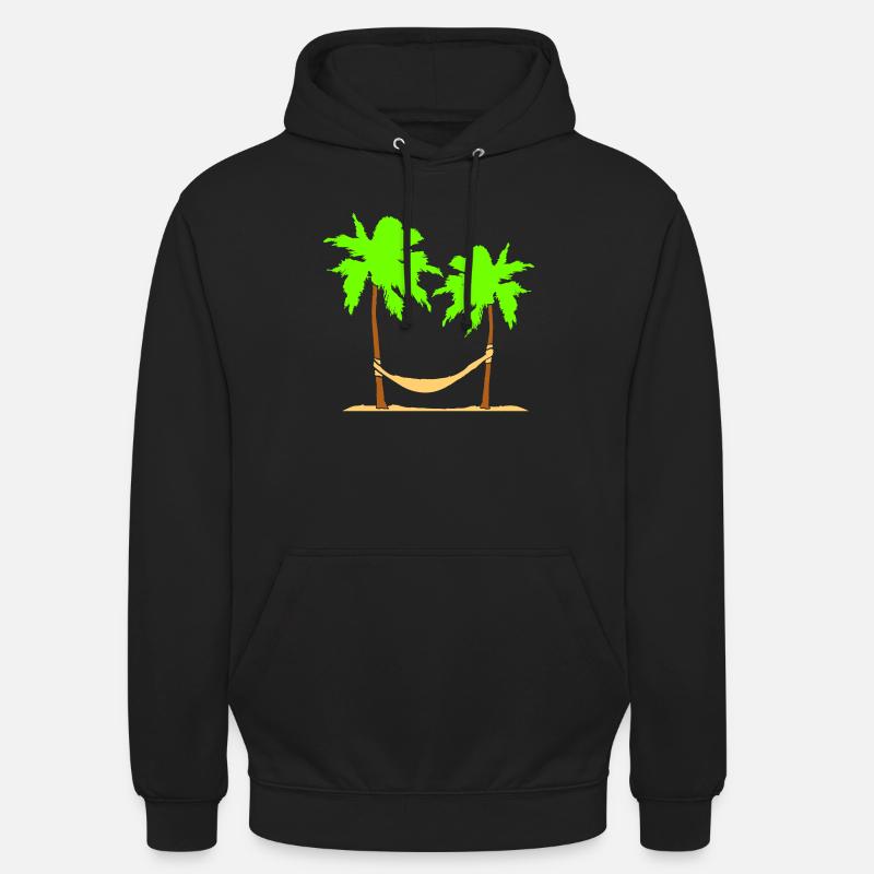 Hammock Under 2 Palm Trees Recreation Beach Sleeping Unisex Hoodie