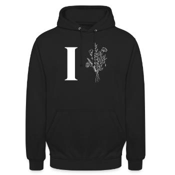 Lette i fleurs minimalistes - Sweat-shirt à capuche unisexe - noir - Devant - Alina (178cm) & Michal (187cm)