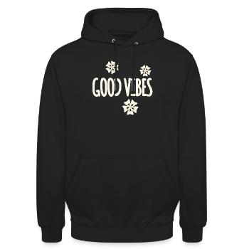 Les fleurs symbolisent le design des vibrations positives - Sweat-shirt à capuche unisexe - noir - Devant - Alina (178cm) & Michal (187cm)