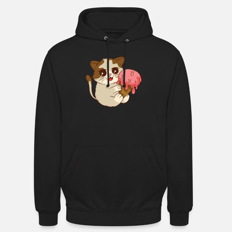 Le chat mange de la glace - Sweat-shirt à capuche unisexe - noir