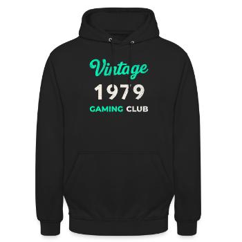 Vintage 1979 – Gaming Club Retro Birth Year - Unisex Hoodie - black - Front - Alina (178cm) & Michal (187cm)