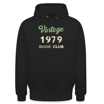 Vintage 1979 Book Club Retro Birth Year Gift - Unisex Hoodie - black - Front - Alina (178cm) & Michal (187cm)