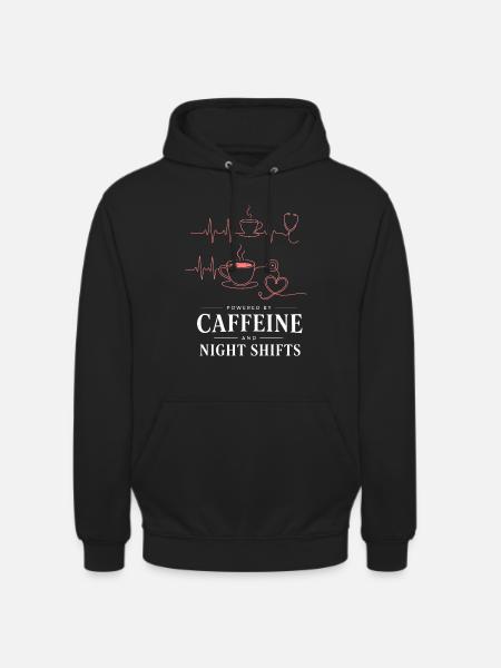 Kaffee und Nachtschicht Herzschlag - Unisex Hoodie - Schwarz