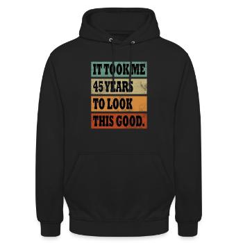 45 ans d’anniversaire Idée cadeau Homme Femme Divers - Sweat-shirt à capuche unisexe - noir - Devant - Alina (178cm) & Michal (187cm)