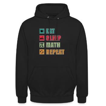 Math Quote Eat Sleep Math Repeat Lustige Mathe - Unisex Hoodie - Schwarz - Vorne - Alina (178cm) & Michal (187cm)