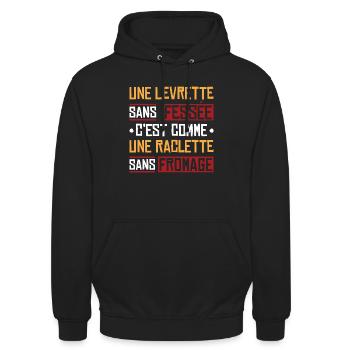 Une Levrette sans fessée Cadeau humour - Sweat-shirt à capuche unisexe - noir - Devant - Alina (178cm) & Michal (187cm)