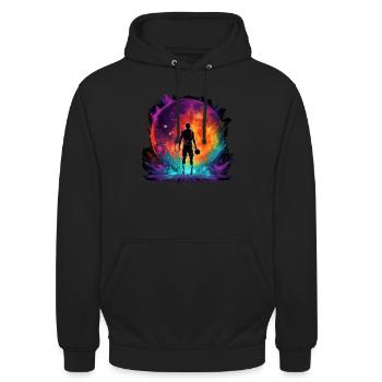 Basketball player in art design for sports fans - Unisex Hoodie - black - Front - Alina (178cm) & Michal (187cm)