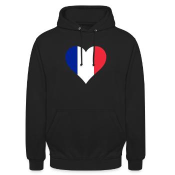 Drapeau france coeur amour - Sweat-shirt à capuche unisexe - noir - Devant - Alina (178cm) & Michal (187cm)