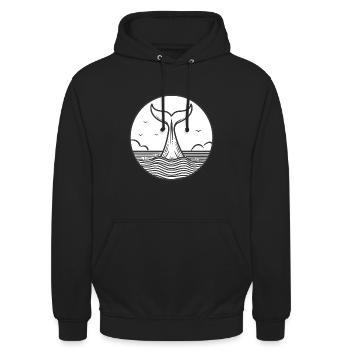 Schwanz eines Wals, der ins Wasser taucht - Unisex Hoodie - Schwarz - Vorne - Alina (178cm) & Michal (187cm)