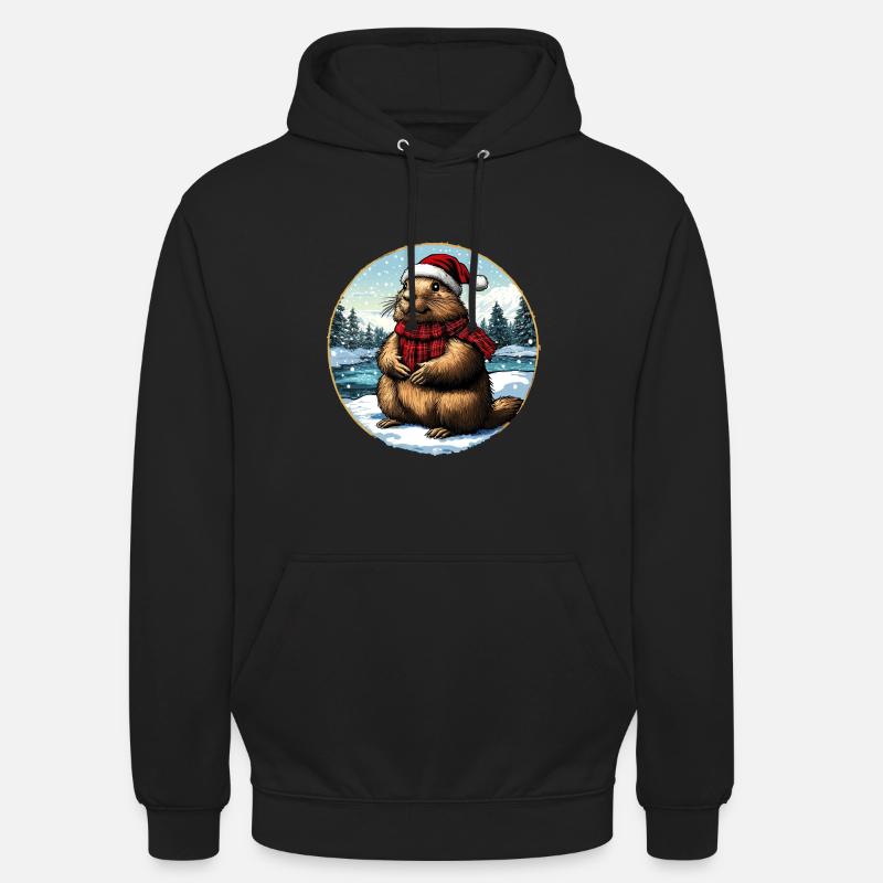 Murmeltier Weihnachtsmann - Unisex Hoodie - Schwarz