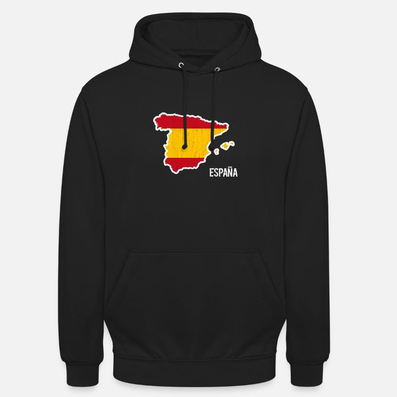 Espagne, drapeau, contour, souvenir - Sweat-shirt à capuche unisexe - noir
