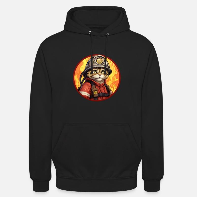 Chat pompier - Sweat-shirt à capuche unisexe - noir
