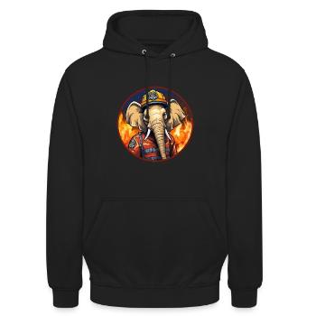 Feuerwehrfrau Elefant - Unisex Hoodie - Schwarz - Vorne - Alina (178cm) & Michal (187cm)