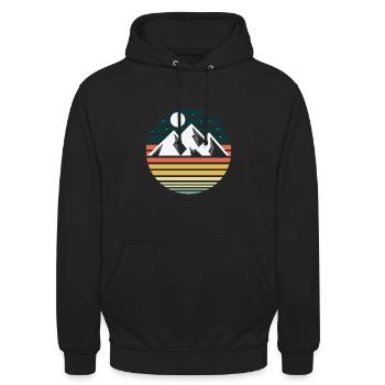 Berge buntes Farbmotiv Gebirge Naturmotiv Outdoor - Unisex Hoodie - Schwarz - Vorne - Alina (178cm) & Michal (187cm)
