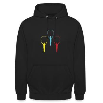 Jumper Idée cadeau coloré sport de corde Springer - Sweat-shirt à capuche unisexe - noir - Devant - Alina (178cm) & Michal (187cm)