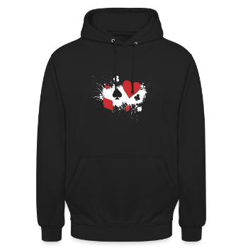Poker Symbols Gift Idea Check Pik Cross Heart - Unisex Hoodie - black - Front - Alina (178cm) & Michal (187cm)