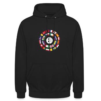 EU Flags Gift Idea European Union Stars - Unisex Hoodie - black - Front - Alina (178cm) & Michal (187cm)